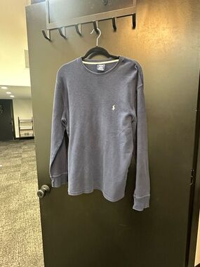 Polo by Ralph Lauren Navy Long Sleeve Crew Tee with Embroidered Pony